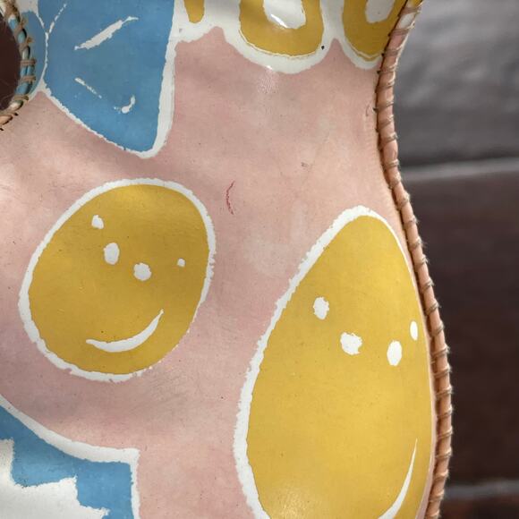 Vintage Oil Cloth Bunny Rabbit MCM Vinyl Carnival Prize Stuffed Toy 1950s Pastel - Picture 9 of 12